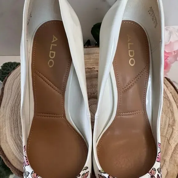 ALDO Lala Pointed Toe Stiletto Pump in White Butterfly Multicolor, Womens 7.5 - Picture 6 of 8